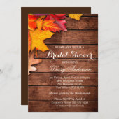 秋のブライダルシャワー素朴カントリーウッドメープル 招待状 (正面/裏面)