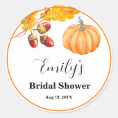 秋のブライダルシャワー クラシック ラウンド ステッカー (正面)