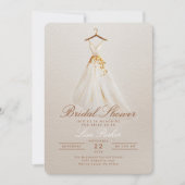 秋のブライダルシャワー ドレス 招待状 花モチーフ (正面)