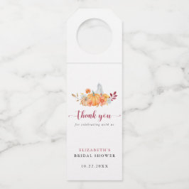 秋のブライダルシャワー パンプキンスクリプト 感謝 ボトルネックタグ