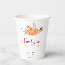 秋のブライダルシャワー パンプキンスクリプト 感謝 紙コップ