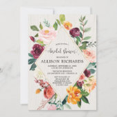 秋のブライダルシャワー, 幾何学的なルスティックフラル 招待状 (正面)