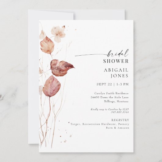 秋のブライダルシャワー 招待状 (正面)