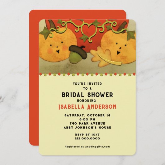 秋のブライダルシャワー 招待状 (正面/裏面)