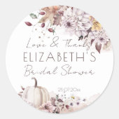 秋のブライダルシャワー 紅葉 かぼちゃ 感謝の気持ちを表すギフト ラウンドシール (正面)