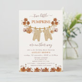 秋のブラウン ツインズ フォリアージ ランドリー ベビーシャワー 招待状 (スタンド正面)