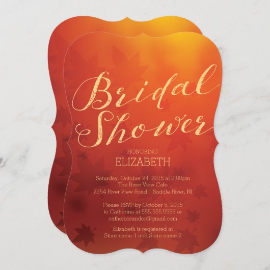 秋のブラエレガントイダルシャワーの招待 招待状 (正面/裏面)