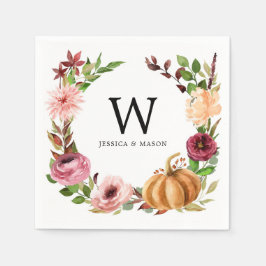 秋のブリスモノグラム結婚のカクテルナプキン スタンダードカクテルナプキン