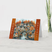 秋のブリッジボーツハウスイズサンクスギビング カード (正面)