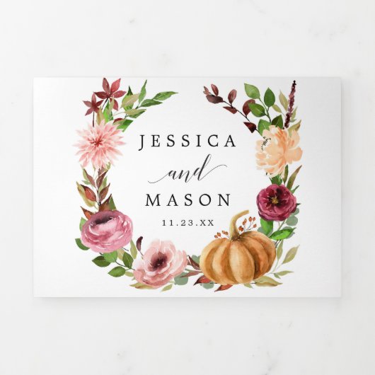 秋のブリ結婚スの三つ折り招待状 三つ折り招待状 (カバー)