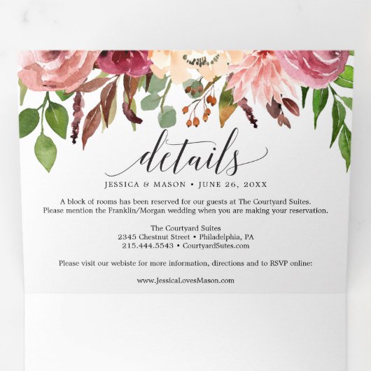 秋のブリ結婚スの三つ折り招待状 三つ折り招待状 (内部最初)