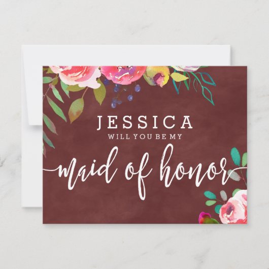 秋のブルゴーニュが私のメイド・オブ・オーナー(花嫁付き添い人) 招待状 (正面)