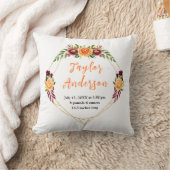 秋のブルゴーニュとオレンジのフローラベビー誕生統計 クッション (ブランケット)