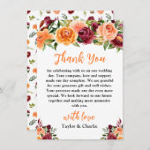 秋のブルゴーニュとオレンジ結婚フローラ サンキューカード (正面/裏面)