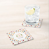 秋のブルゴーニュとオレンジ結婚フローラ スクエアペーパーコースター (インサイチュ)