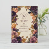 秋のブルゴーニュと金ゴールド結婚フローラ 招待状 (スタンド正面)