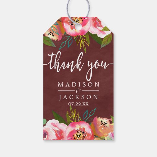 秋のブルゴーニュの水の色結婚は感謝 ギフトタグ (裏面)