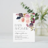 秋のブルゴーニュの花とイチジク秋赤ちゃんシャワー インビテーションポストカード (スタンド正面)
