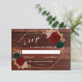 秋のブルゴーニュ木製エメラルドグリーンフローラ 出欠カード (スタンド正面)