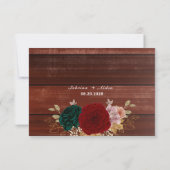 秋のブルゴーニュ木製エメラルドグリーンフローラ 出欠カード (裏面)