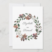 秋のブルゴーニュ水彩花結婚の花 招待状 (裏面)