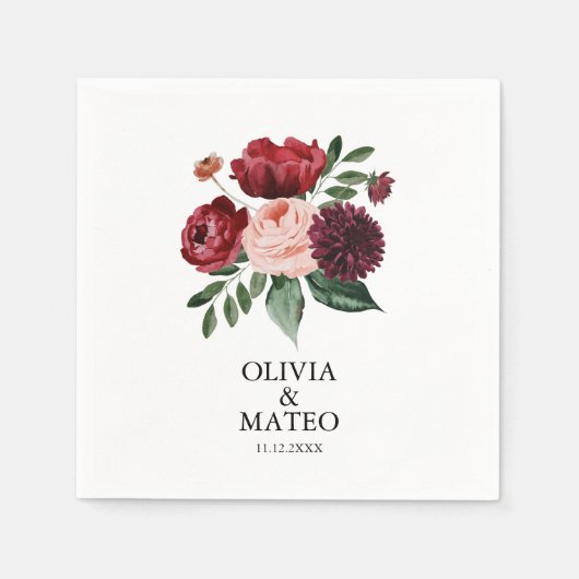 秋のブルゴーニュ結婚ーの花 スタンダードカクテルナプキン (正面)