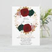 秋のブルゴーニュ緑の赤ちゃんシャワー 招待状 (スタンド正面)
