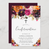 秋のブルゴーニュ花秋女の子確認で 招待状 (正面/裏面)