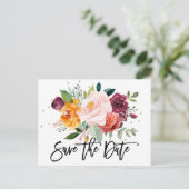 秋のブルゴーニュ赤面フローラブロッサム日付を保存 ポストカード (スタンド正面)