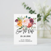 秋のブルゴーニュ赤面フローラブロッサム日付を保存 ポストカード (スタンド正面)