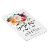 秋のブルゴーニュ赤面フローラブロッサム日付を保存 マグネット (右側)