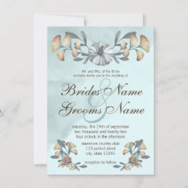 秋のブルーカボチャ&イチョウ結婚コ 招待状