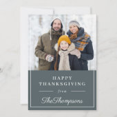 秋のブルーハッピーサンクスギビング家族の写真 シーズンカード (正面)
