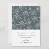 秋のブルーハッピーサンクスギビング家族の写真 シーズンカード (裏面)