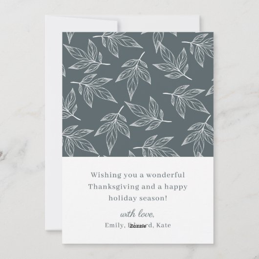 秋のブルーハッピーサンクスギビング家族の写真 シーズンカード (裏面)