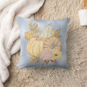 秋のブルーパンプキンスフローラ水彩 クッション (ブランケット)