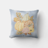 秋のブルーパンプキンスフローラ水彩 クッション (正面)