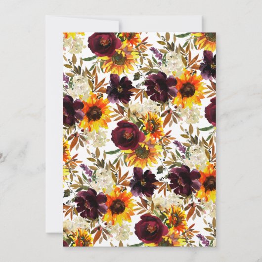 秋のブーケひまわりの花フローラ誕生会 招待状 (裏面)