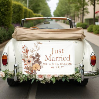 秋のブーケ 結婚おめでとう カーバナー 横断幕