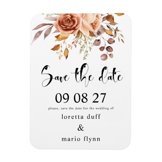 秋のブーケ Save the date マグネット (縦)