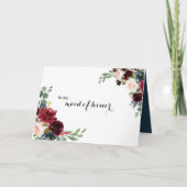 秋のブ素朴ルガンディメイド・オブ・オーナー(花嫁付き添い人)ありがとう サンキューカード (正面)