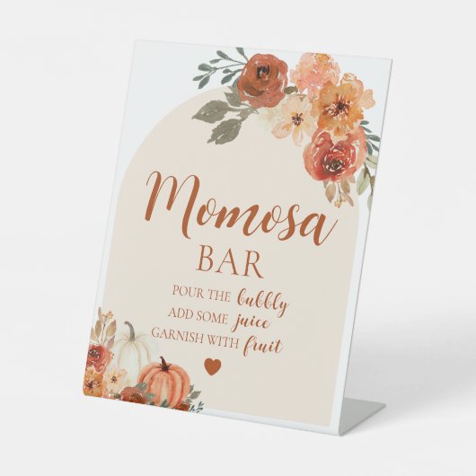 秋のプチパンプキンベイビーシャワーマモサバーの看板 台座サイン (正面)