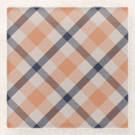 秋のプラッ市松模様にド秋の感謝祭 ガラスコースター