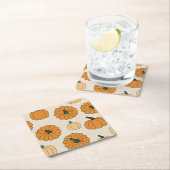 秋のプラッ市松模様にド秋の感謝祭 スクエアペーパーコースター (インサイチュ)