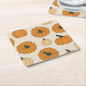 秋のプラッ市松模様にド秋の感謝祭 スクエアペーパーコースター (アングル)