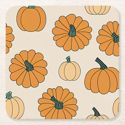 秋のプラッ市松模様にド秋の感謝祭 スクエアペーパーコースター (正面)