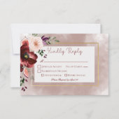 秋のプラムフローラ結婚ブーケ 出欠カード (正面)