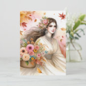 秋のプリンセス 水彩筆文字 招待状 (スタンド正面)