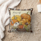 秋のプレイドとカボチャ装飾用クッション クッション (ブランケット)