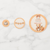 秋のプレイドテディベアパンプキン葉 コンフェッティ (裏面)